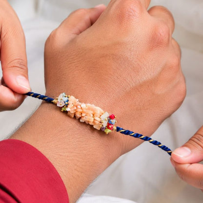 Coral Crest Uncut Stones Rakhi