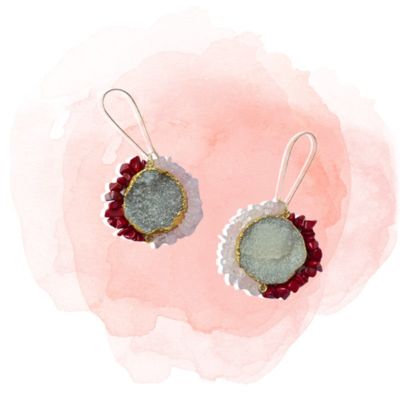 First Crush Red-Pink Dual Earrings