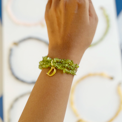 Personalised Green Stone Alphabet Bracelet