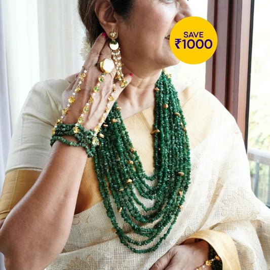 Grand Dark Green Layer Set Haath Pocha Pair Combo