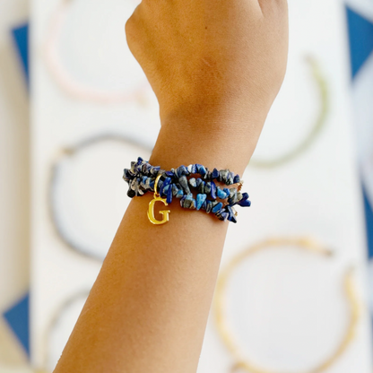Personalised Blue Stone Alphabet Bracelet