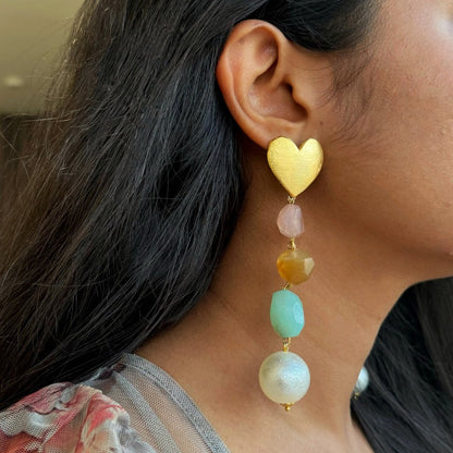 Colorful Candy Heart Long Earrings