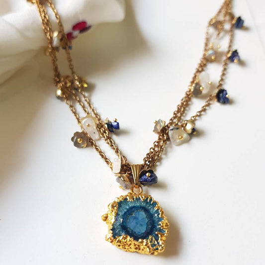 Minimal Blue Eye Stone Necklace