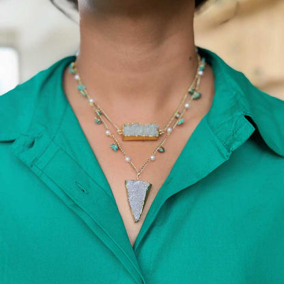 Jasmine White-Green Stones Necklace