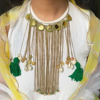 Pink Navli Long Statement Necklace