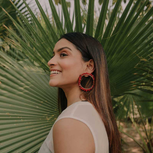 Red Fire Wheel Earrings