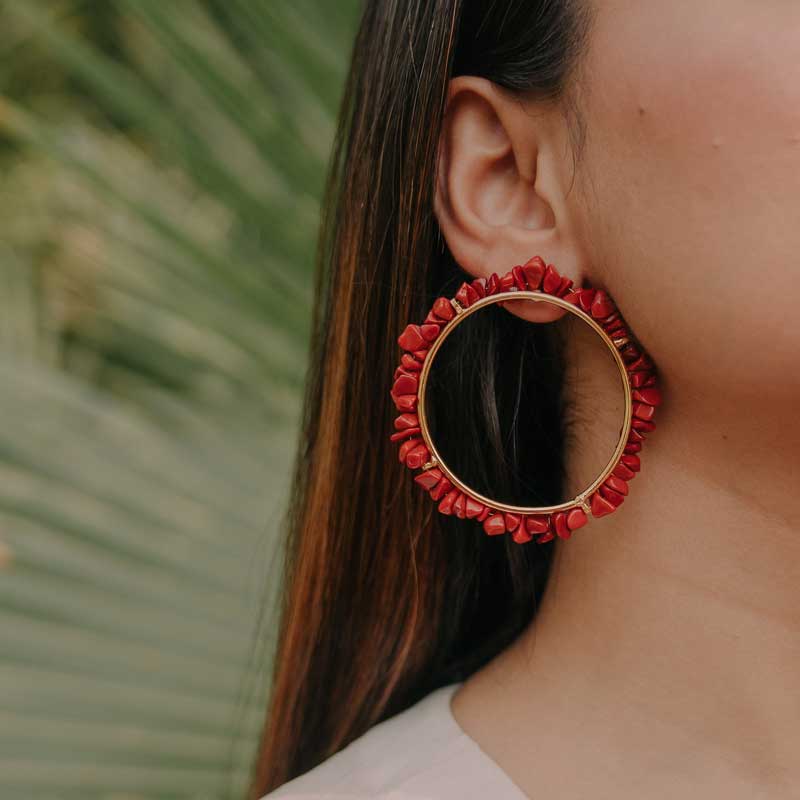 Red Fire Wheel Earrings