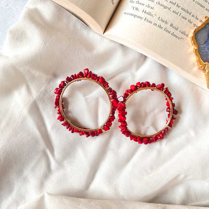 Red Fire Wheel Earrings