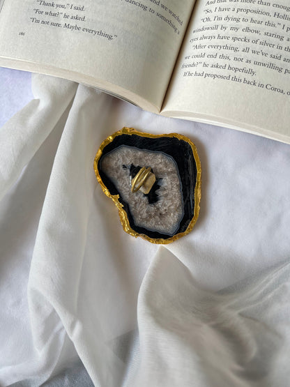Black Abstract Stone Ring