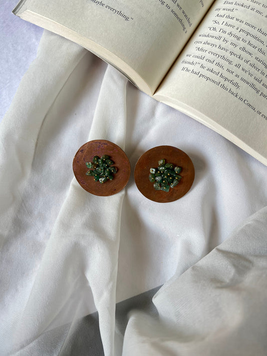 Rose Plate In Forest Green Earrings