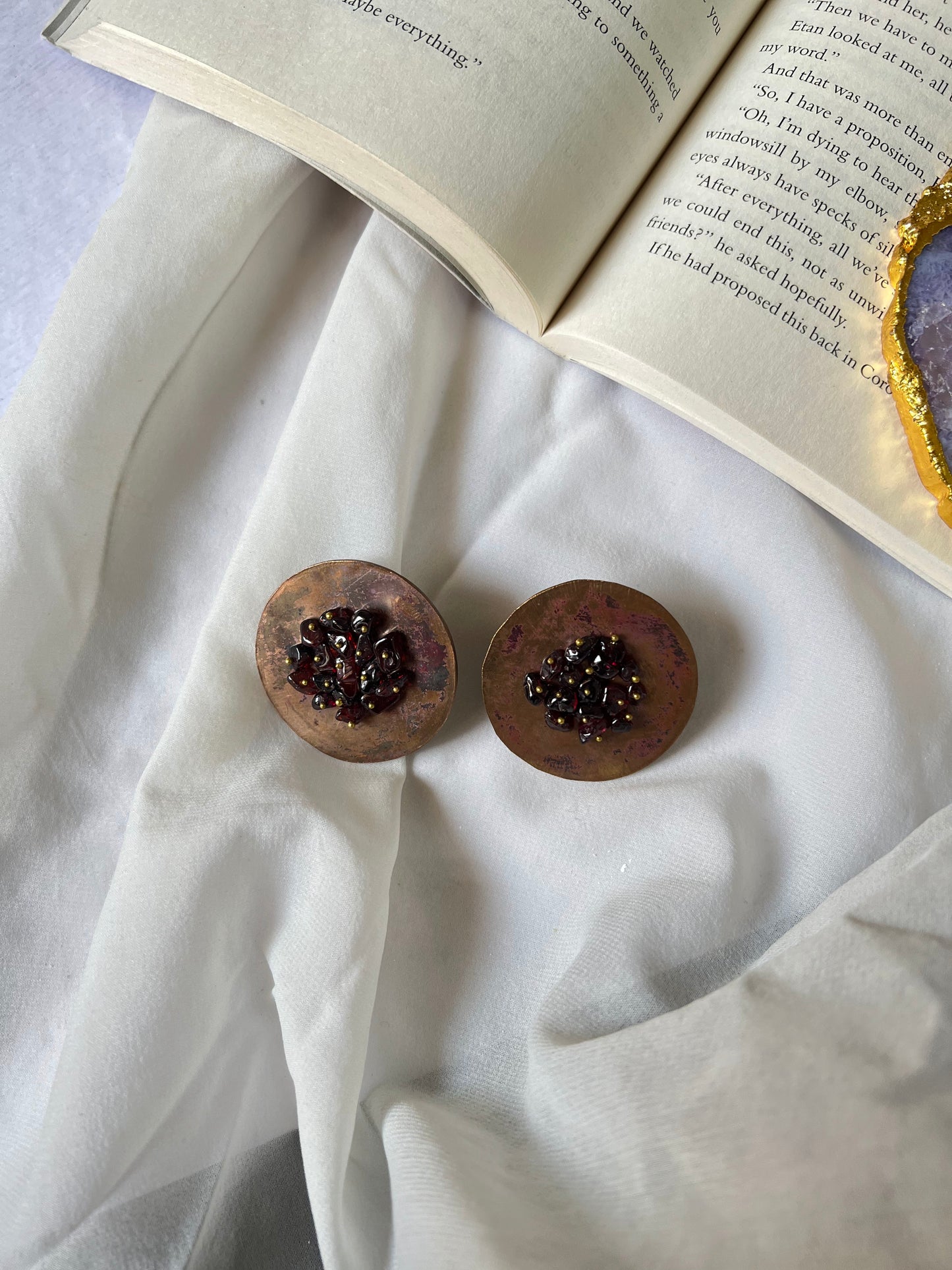 Rose Plate Fresh Garnet Earrings