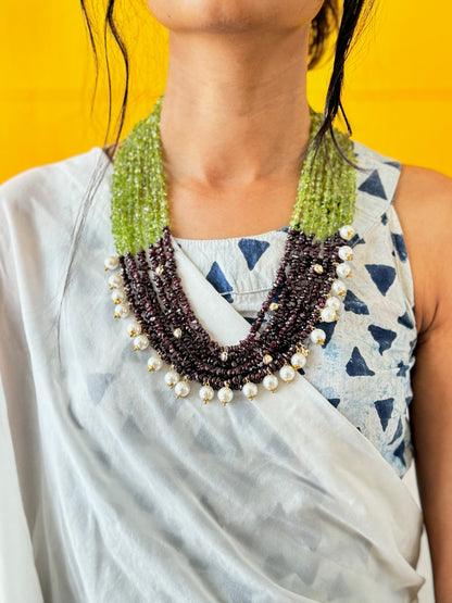 Dual Shade Fusion Pearl Necklace Midnight & Blush Layers