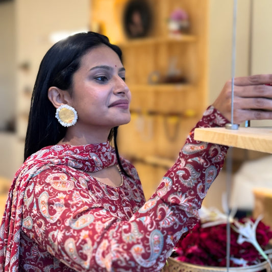 Ivory White Disc Earrings