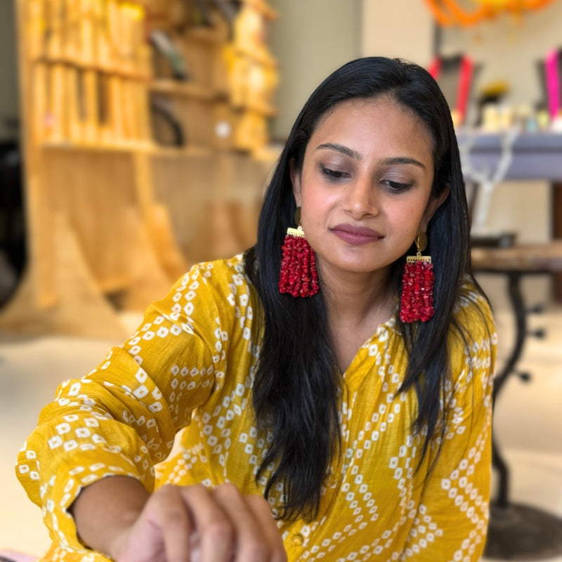 Party Red Long Dangler Earrings