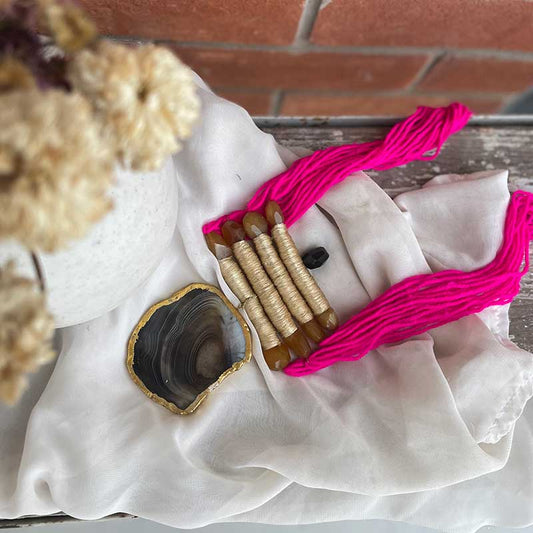 Pink Tibetan Temple Long Necklace