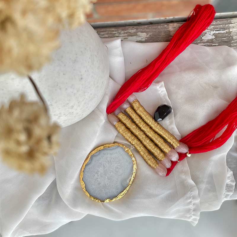 Long Red Tibetan Temple Stone Necklace