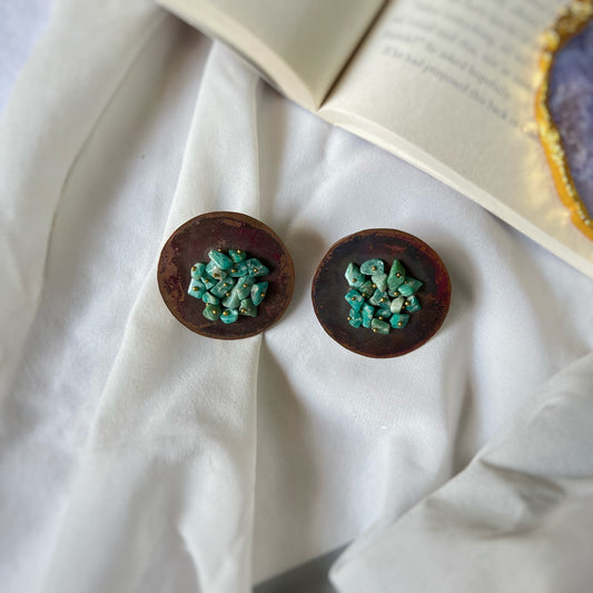 Rose Plate In Fresh Teal Earrings