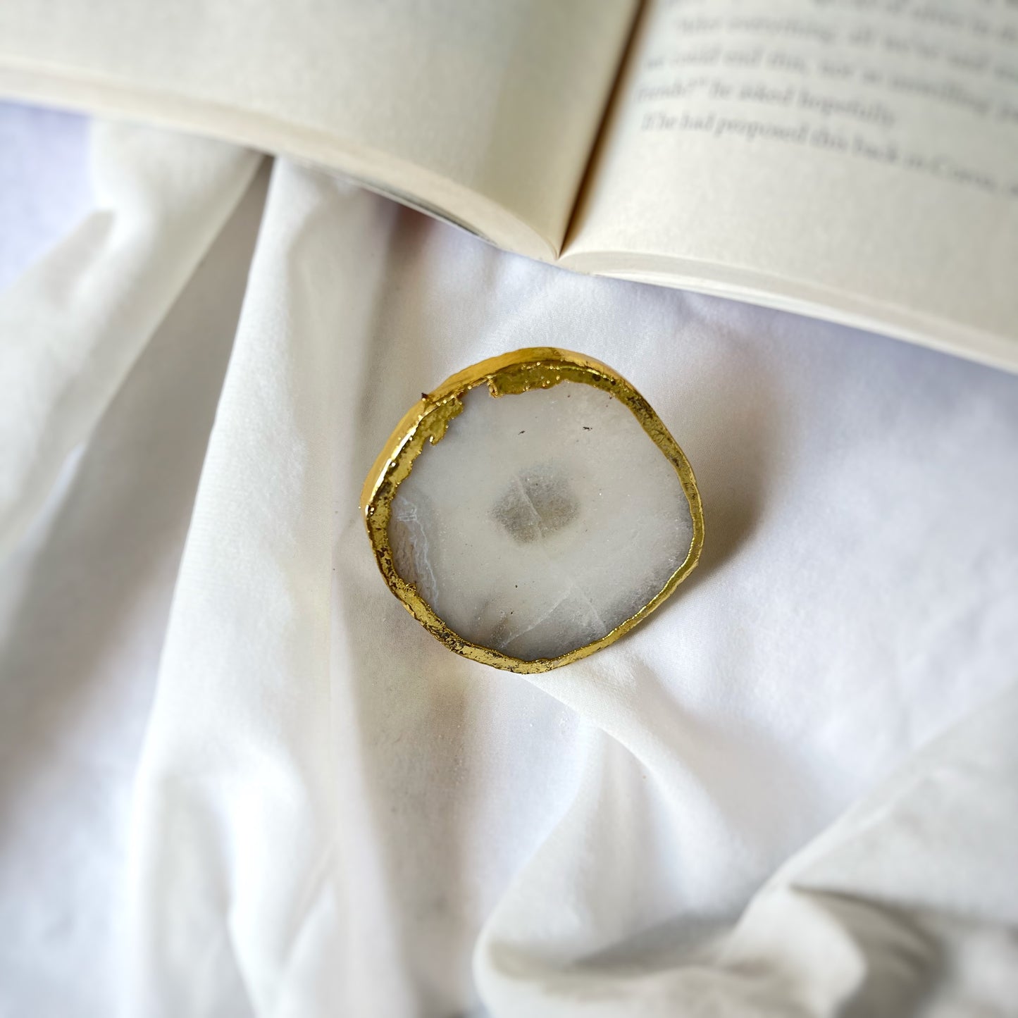 White Abstract Stone Ring