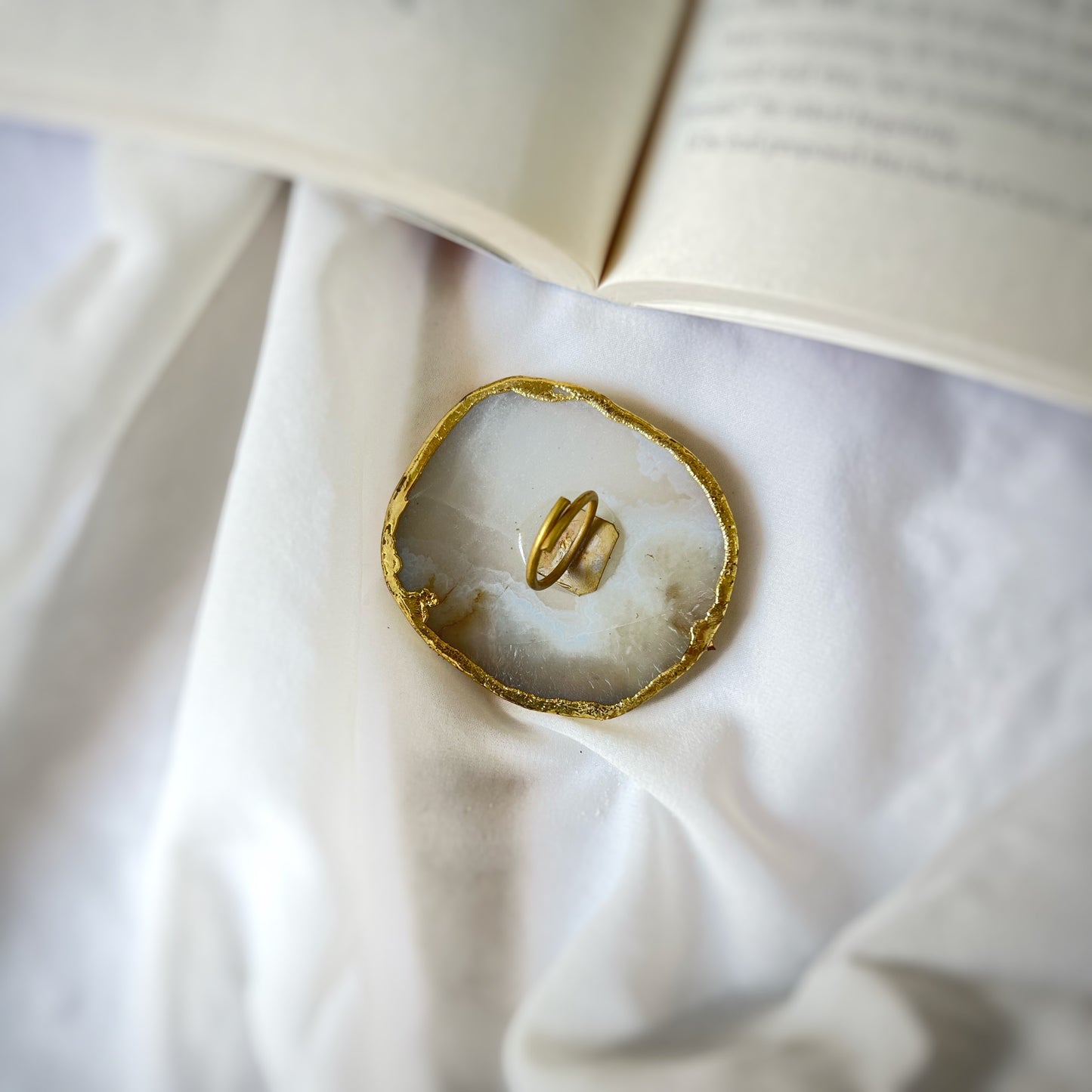 White Abstract Stone Ring