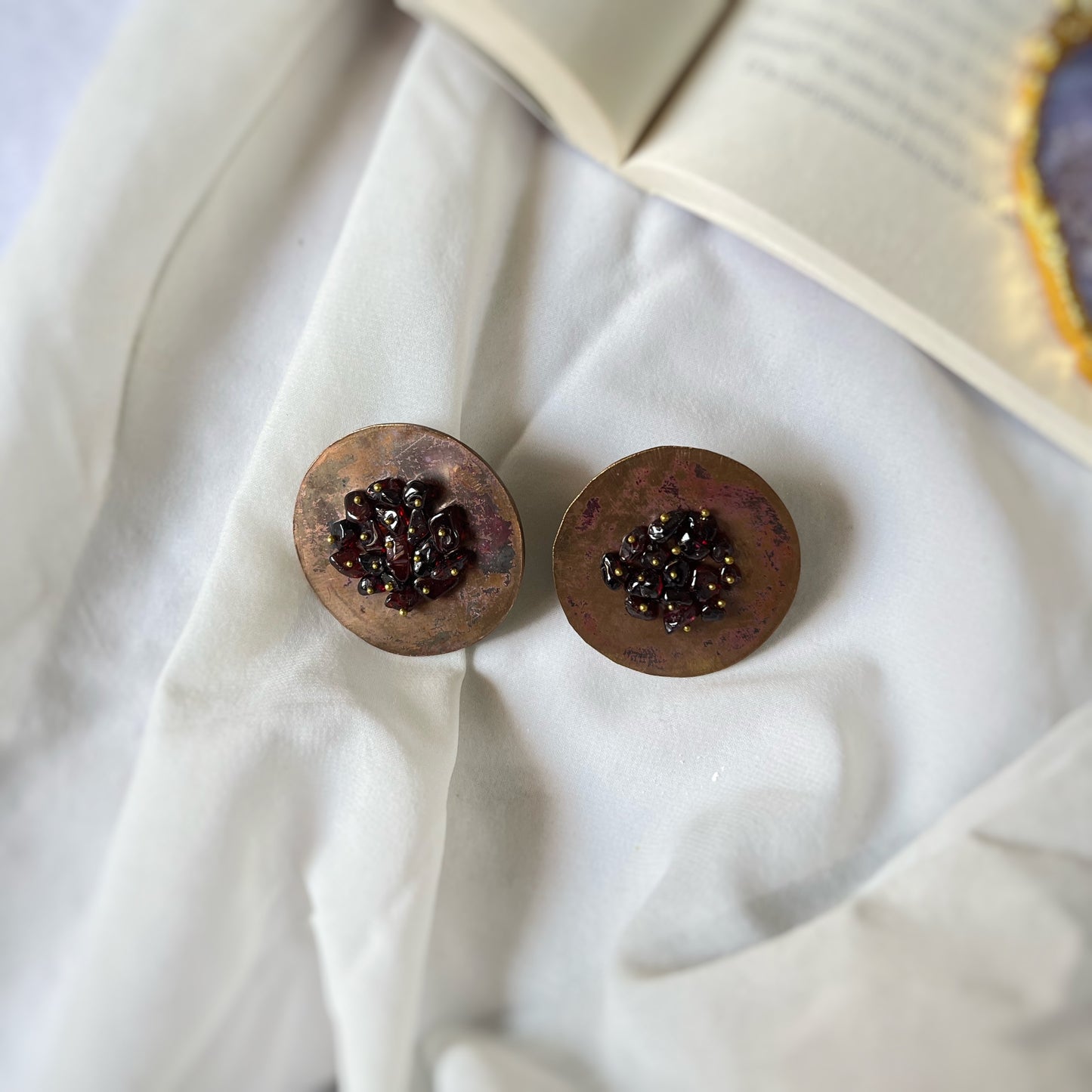 Rose Plate Fresh Garnet Earrings