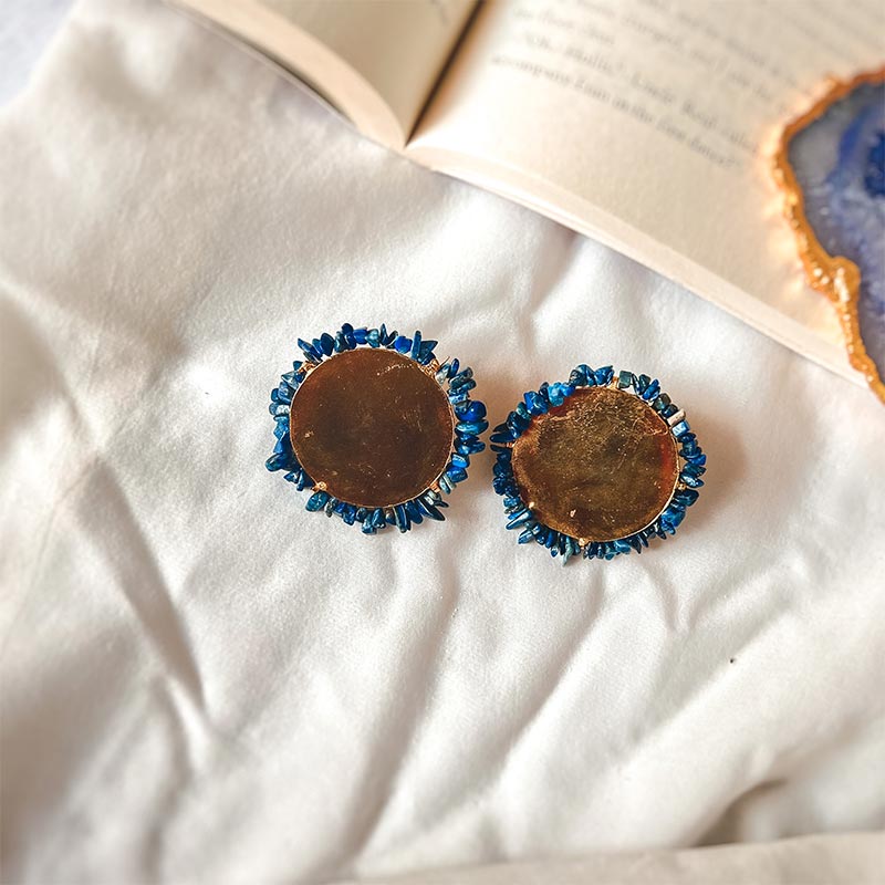 Navy Disc Earrings