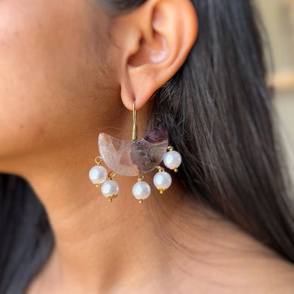 Chand Si Ruchi Earrings- Amethyst with Pearls Danglers