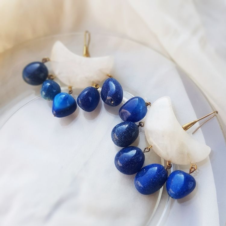 Chand Si Ruchi Earrings- Amethyst with Pearls Danglers