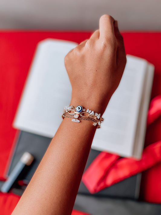 White Peace Layer Evil Eye Bracelet