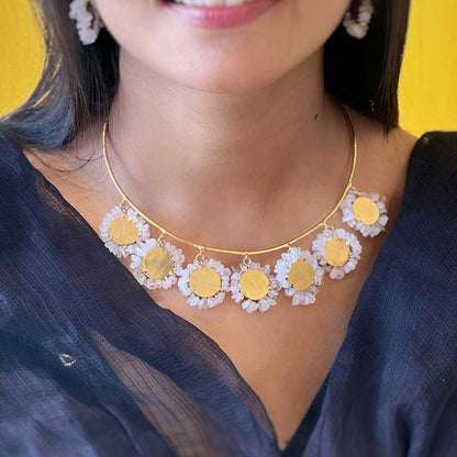 Fusion Raag Pink Coins Hasli Set
