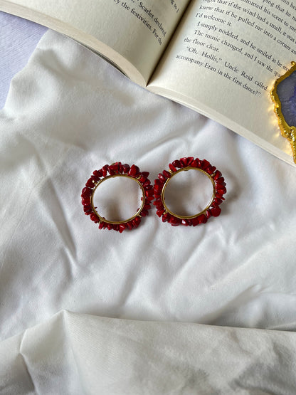Red Fire Wheel Earrings
